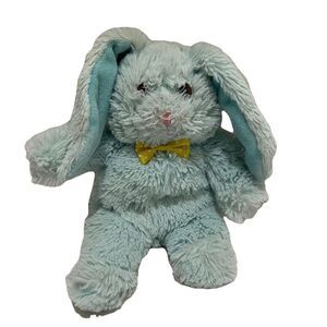 Animal Adventure Blue Fuzzy Bunny Rabbit Plush Easter 2017 Yellow Bow Tie 8"